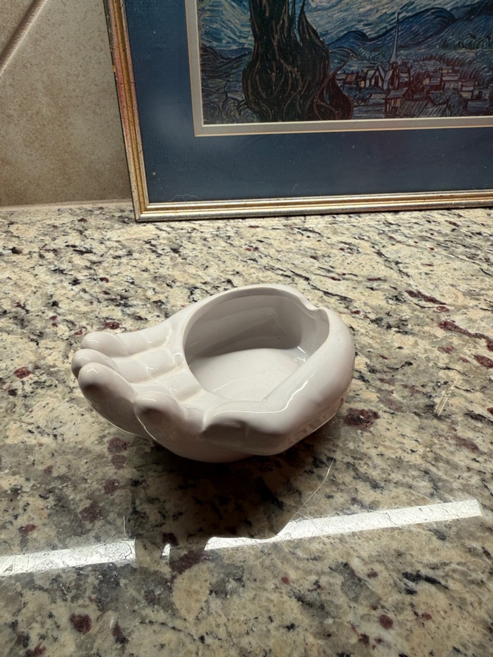 White Ceramic Hand-Shaped Catchall Bowl or Planter